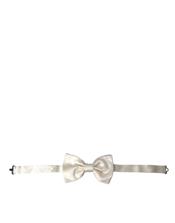 Off White Silk Adjustable Neck Men Bow Tie Dolce & Gabbana