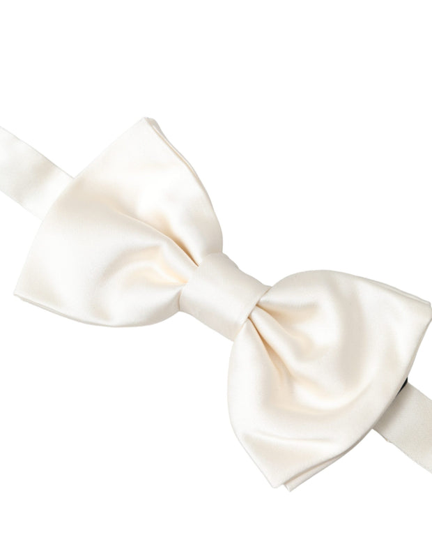 Off White Silk Adjustable Neck Men Bow Tie Dolce & Gabbana