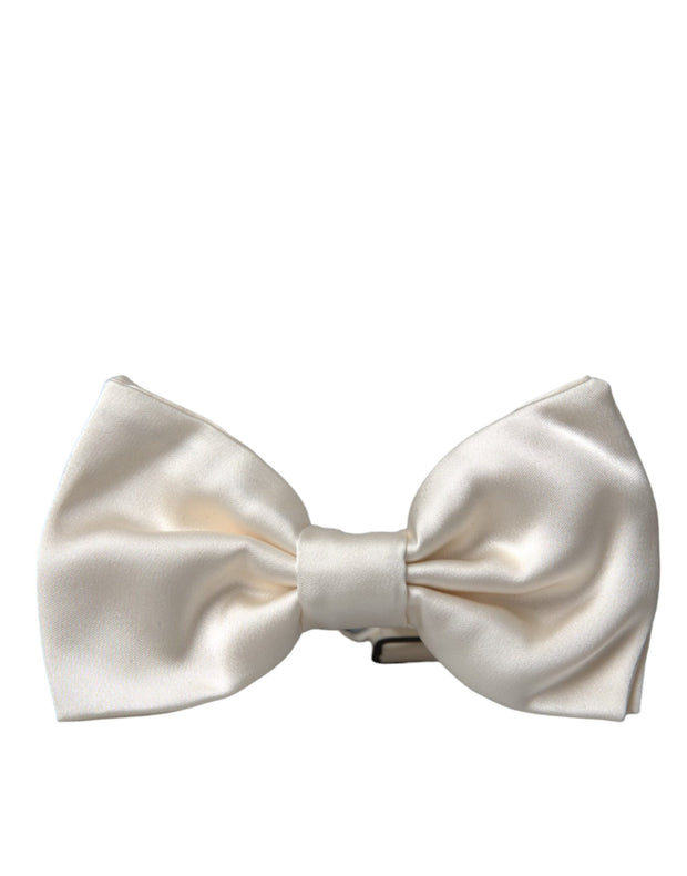 Off White Silk Adjustable Neck Men Bow Tie Dolce & Gabbana