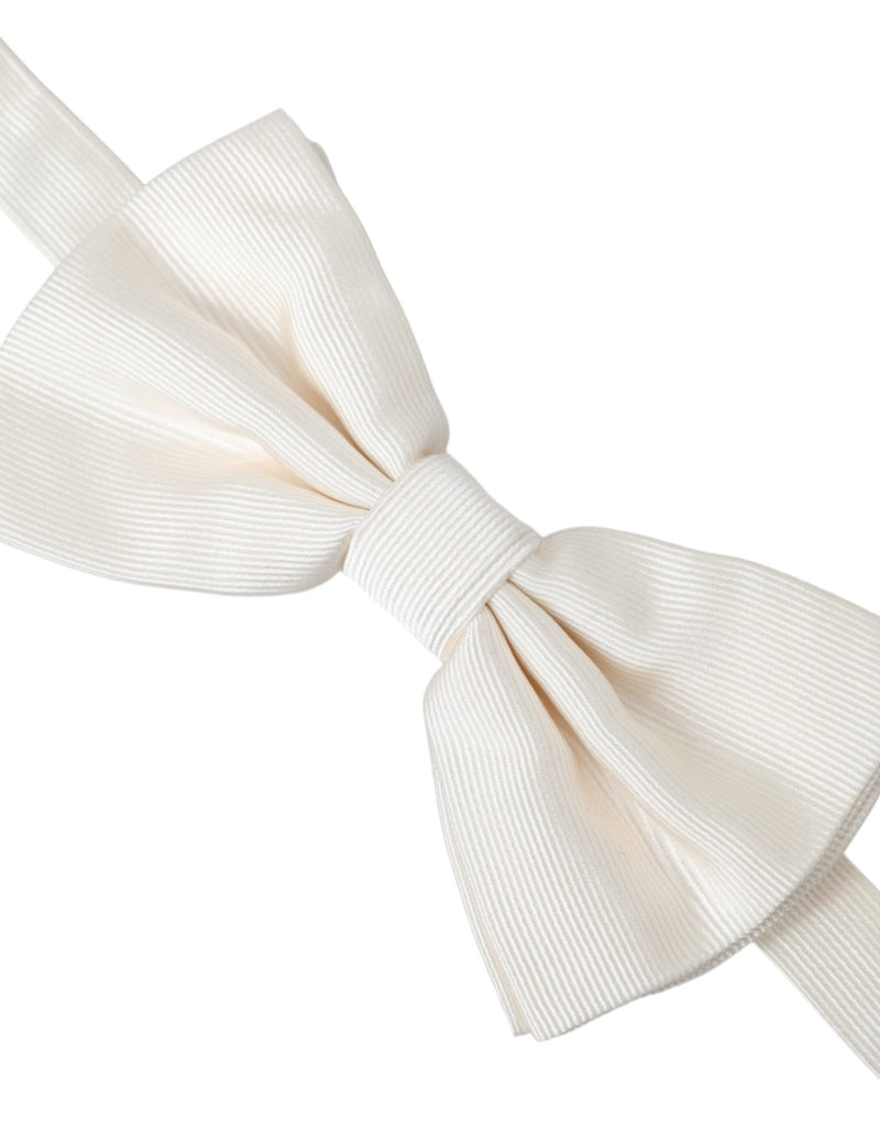 Off White Silk Adjustable Neck Men Bow Tie Dolce & Gabbana