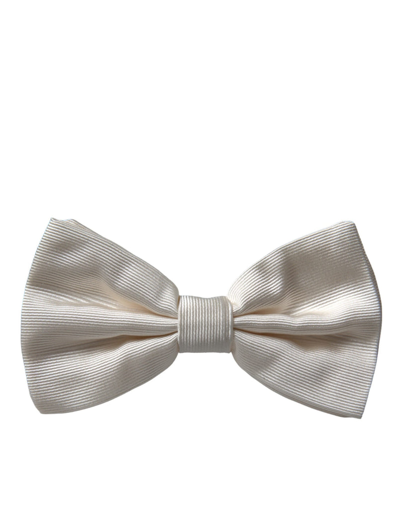 Off White Silk Adjustable Neck Men Bow Tie Dolce & Gabbana