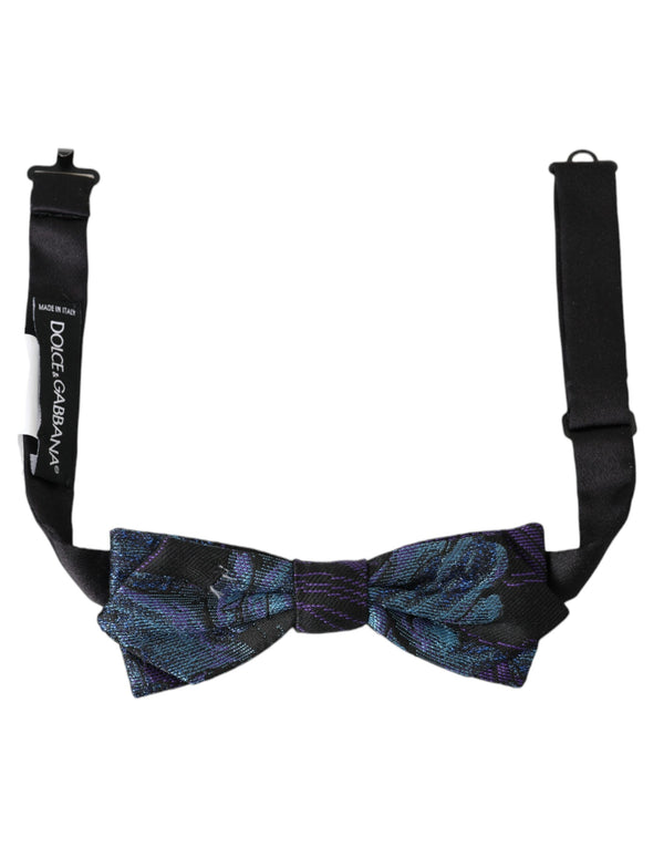 Black Blue Brocade Adjustable Neck Men Bow Tie Dolce & Gabbana