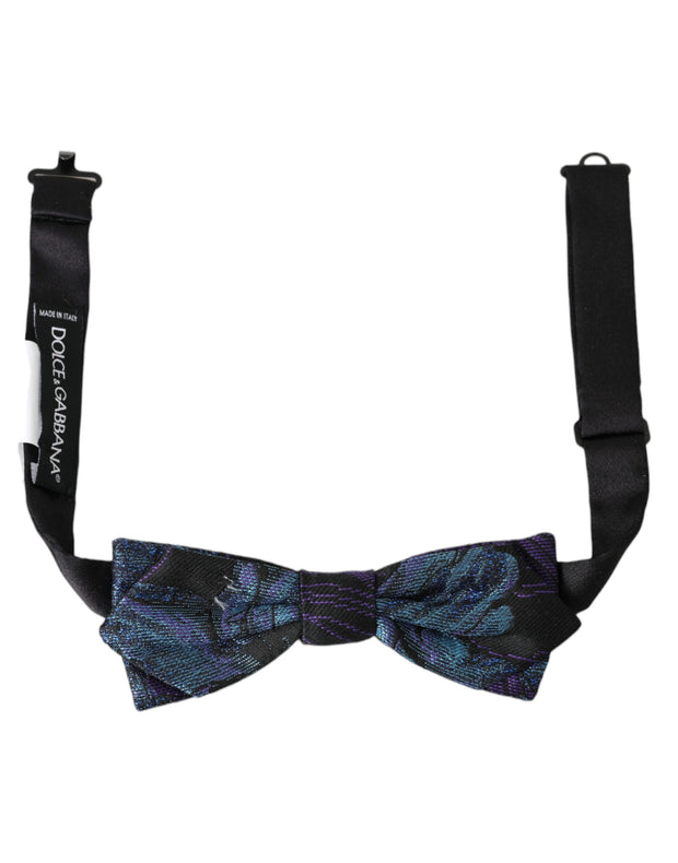 Black Blue Brocade Adjustable Neck Men Bow Tie Dolce & Gabbana