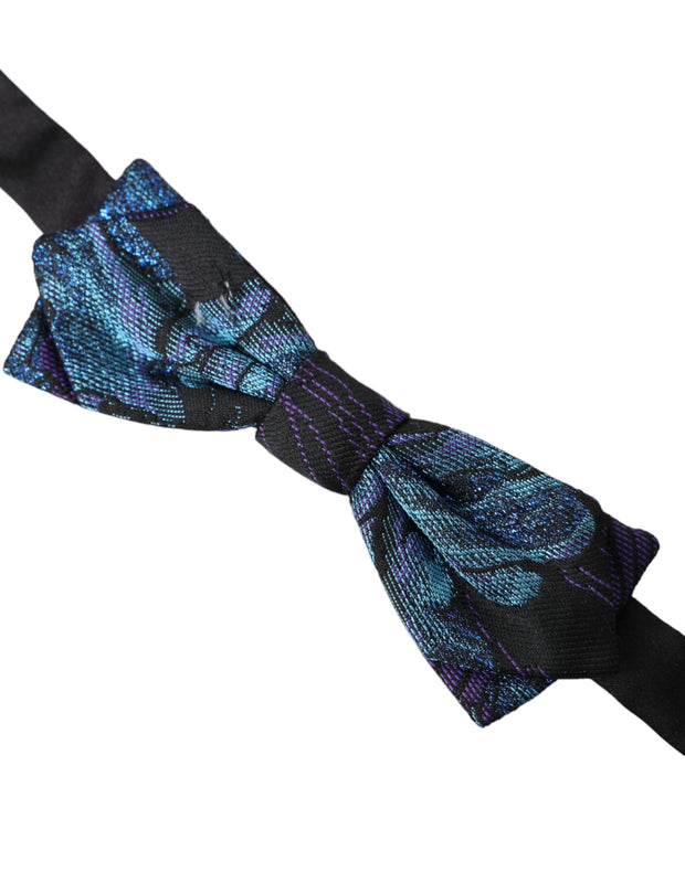 Black Blue Brocade Adjustable Neck Men Bow Tie Dolce & Gabbana