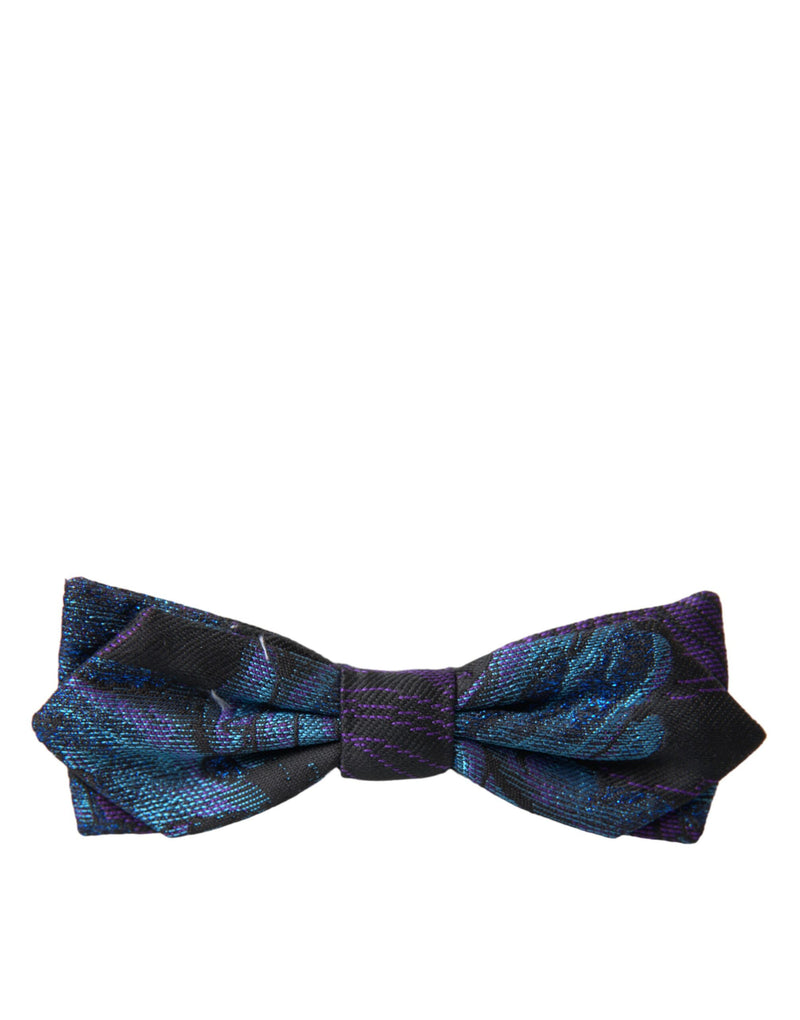 Black Blue Brocade Adjustable Neck Men Bow Tie Dolce & Gabbana