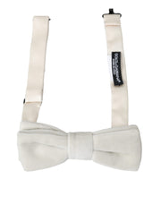 White Suede Cotton Adjustable Neck Men Bow Tie Dolce & Gabbana