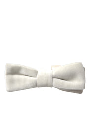 White Suede Cotton Adjustable Neck Men Bow Tie Dolce & Gabbana