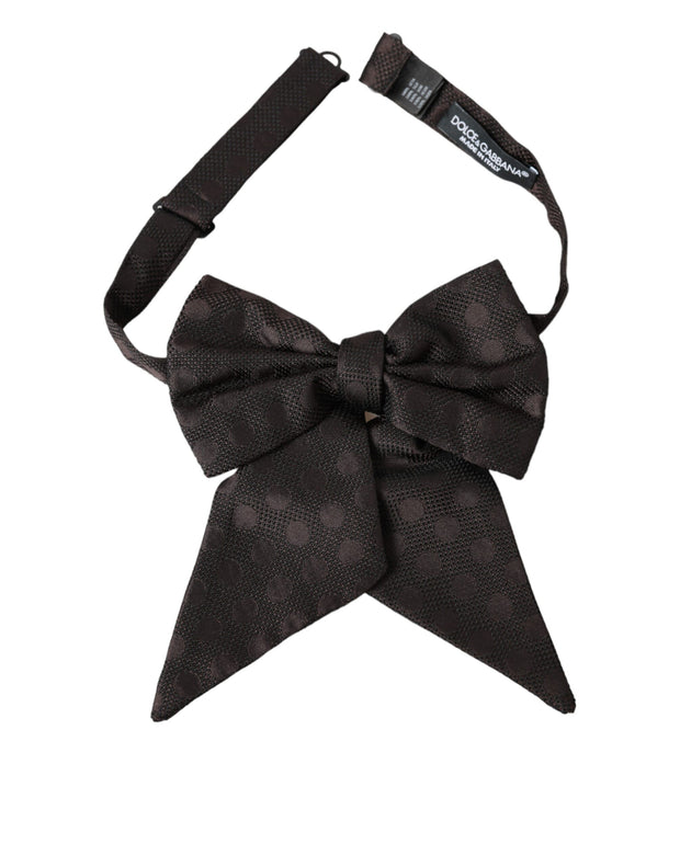 Brown Ribbon Silk Adjustable Neck Men Bow Tie Dolce & Gabbana