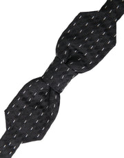 Black White Stitched Silk Men Neck Bow Tie Dolce & Gabbana