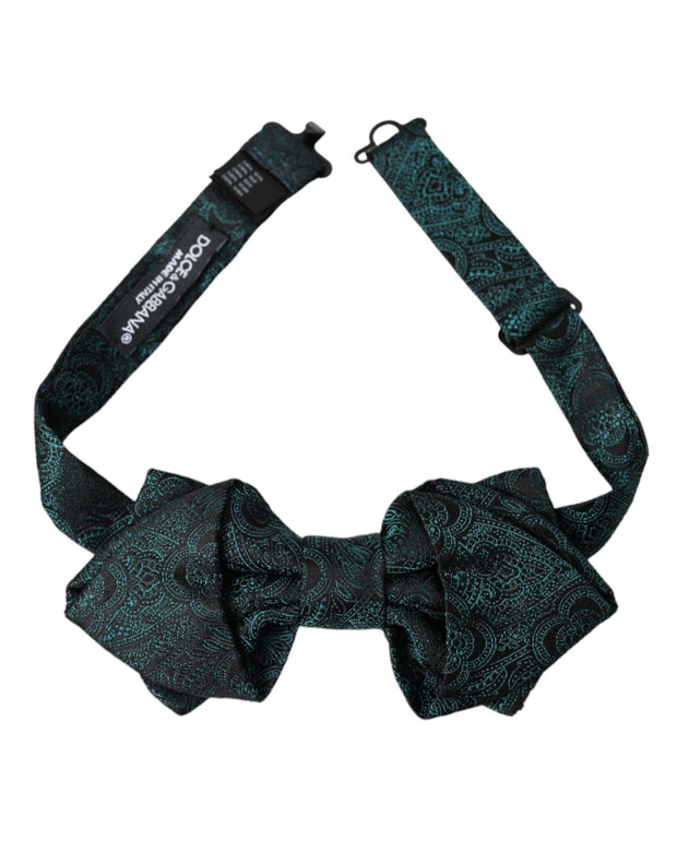 Green Bandana Silk Adjustable Neck Bow Tie Dolce & Gabbana