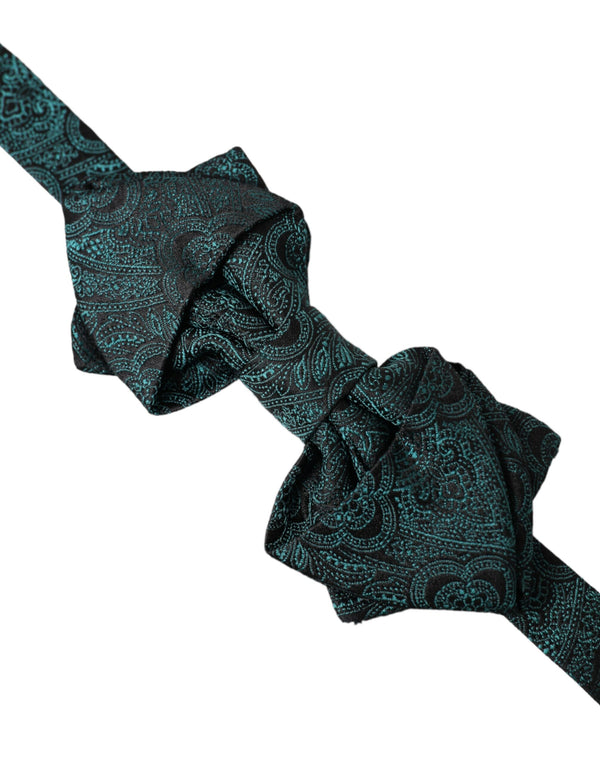 Green Bandana Silk Adjustable Neck Bow Tie Dolce & Gabbana