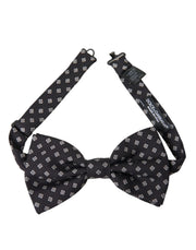 Black Patterned Silk Adjustable Neck Men Bow Tie Dolce & Gabbana