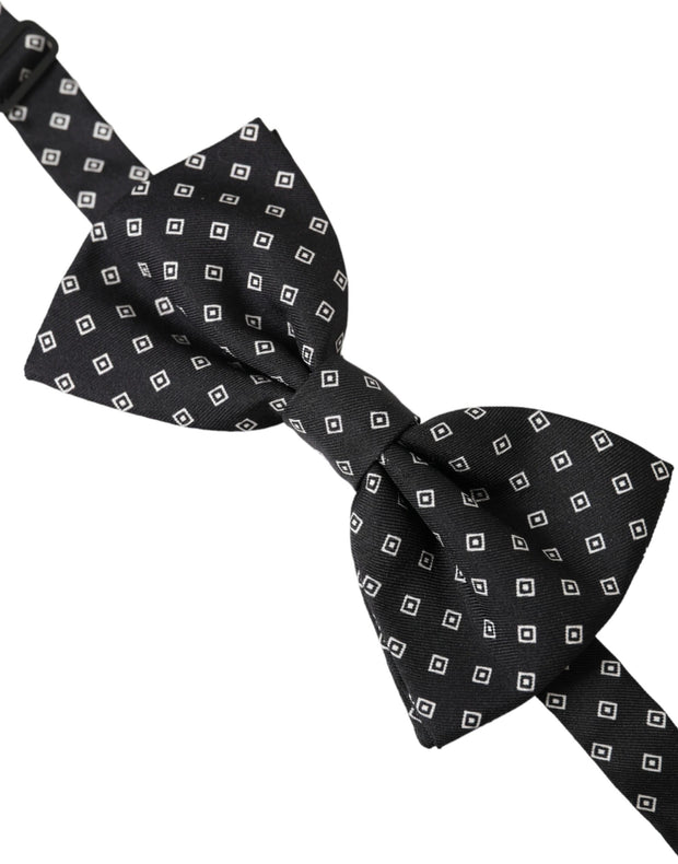 Black Patterned Silk Adjustable Neck Men Bow Tie Dolce & Gabbana