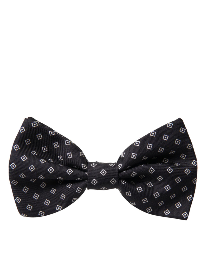 Black Patterned Silk Adjustable Neck Men Bow Tie Dolce & Gabbana