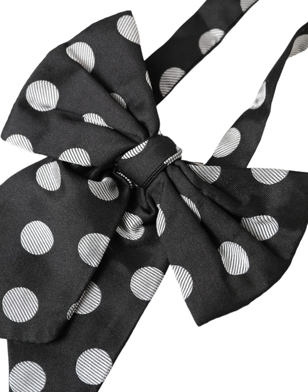 Black Polka Dots Ribbon Adjustable Neck Bow Tie Dolce & Gabbana