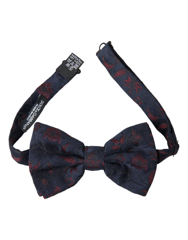 Blue Floral Brocade Adjustable Neck Men Bow Tie Dolce & Gabbana