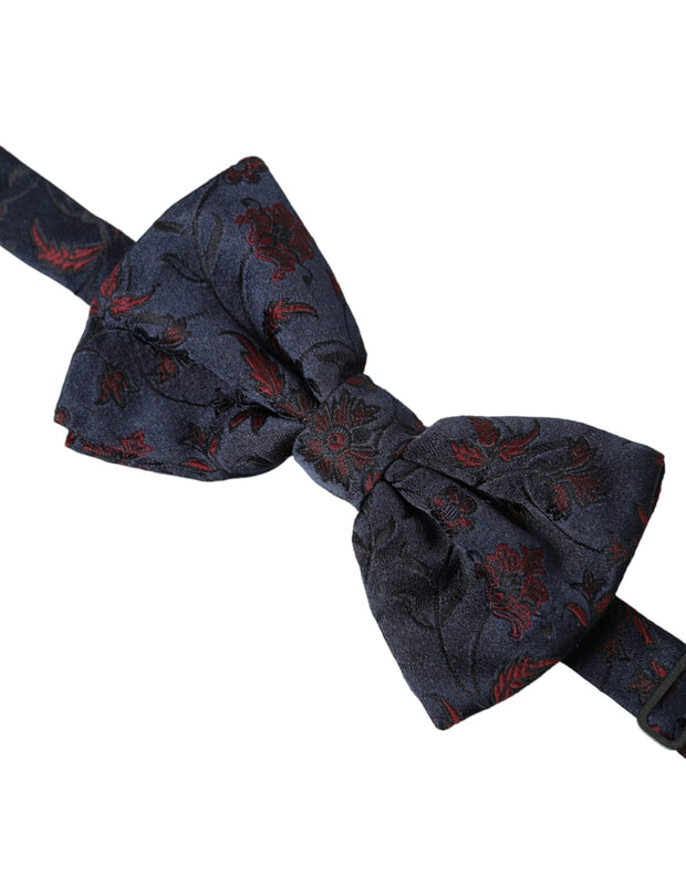 Blue Floral Brocade Adjustable Neck Men Bow Tie Dolce & Gabbana