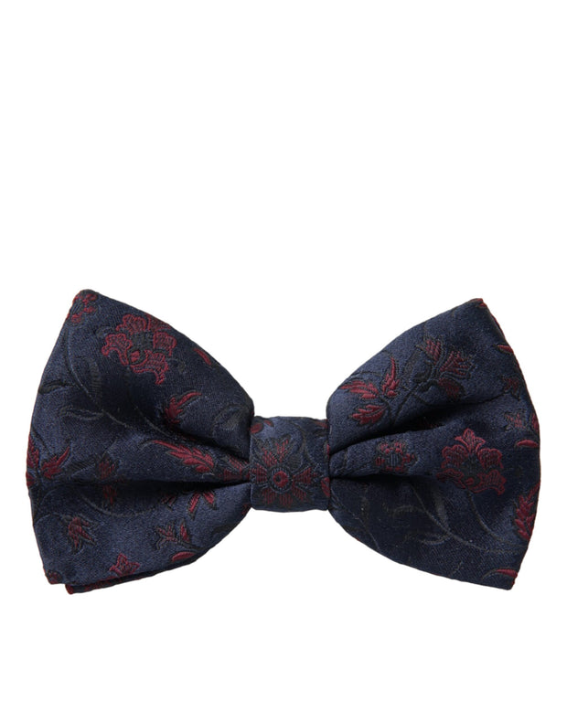 Blue Floral Brocade Adjustable Neck Men Bow Tie Dolce & Gabbana