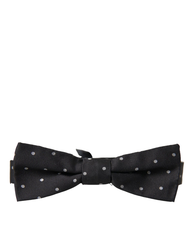 Black White Polka Dot Silk Men Neck Bow Tie Dolce & Gabbana