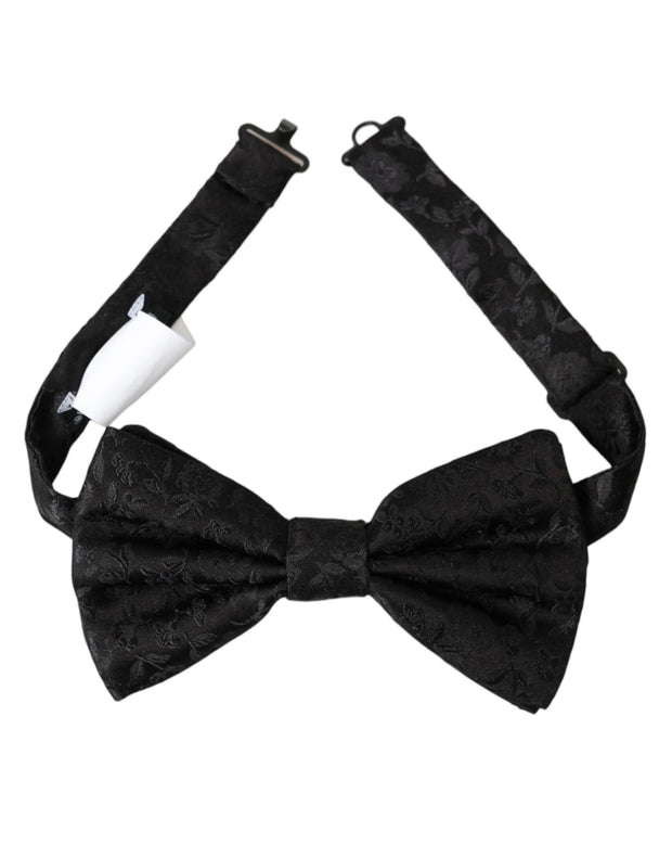 Black Brocade Silk Adjustable Neck Men Bow Tie Dolce & Gabbana