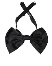 Black Satin Silk Adjustable Neck Men Bow Tie Dolce & Gabbana