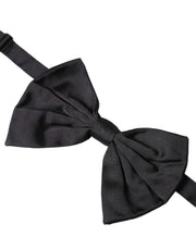 Black Satin Silk Adjustable Neck Men Bow Tie Dolce & Gabbana