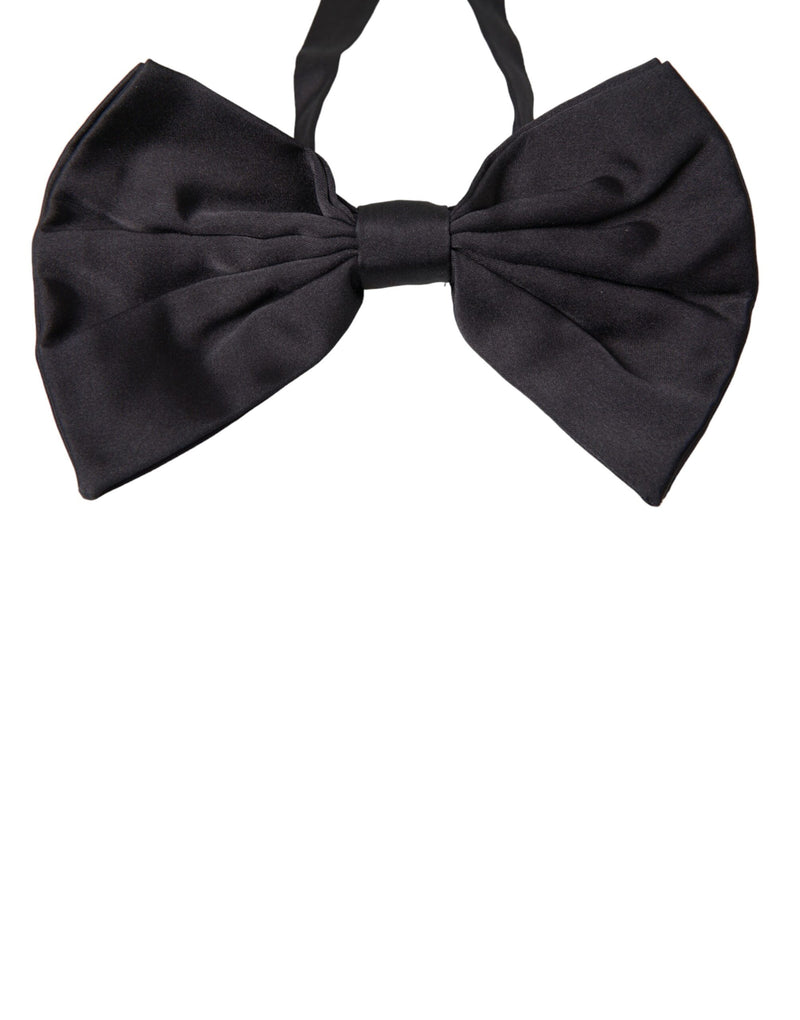 Black Satin Silk Adjustable Neck Men Bow Tie Dolce & Gabbana