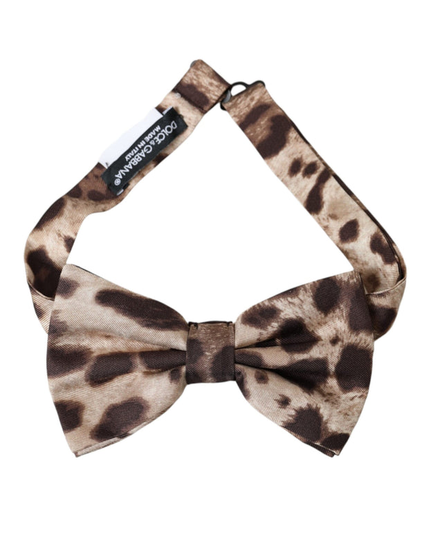 Brown Leopard Silk Adjustable Neck Men Bow Tie Dolce & Gabbana