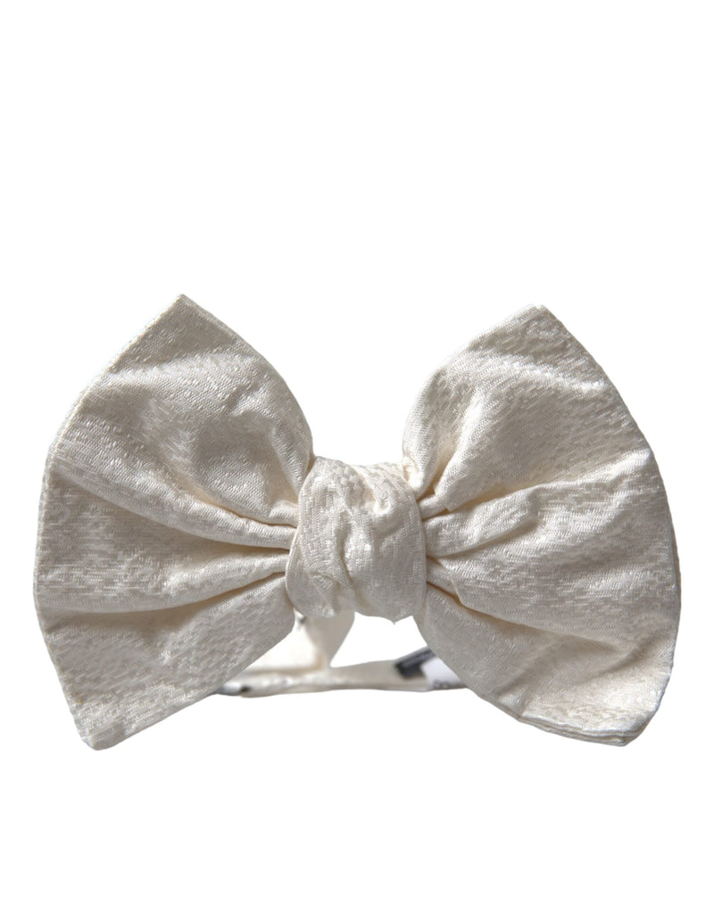 White Textured Cotton Adjustable Neck Bow Tie Dolce & Gabbana