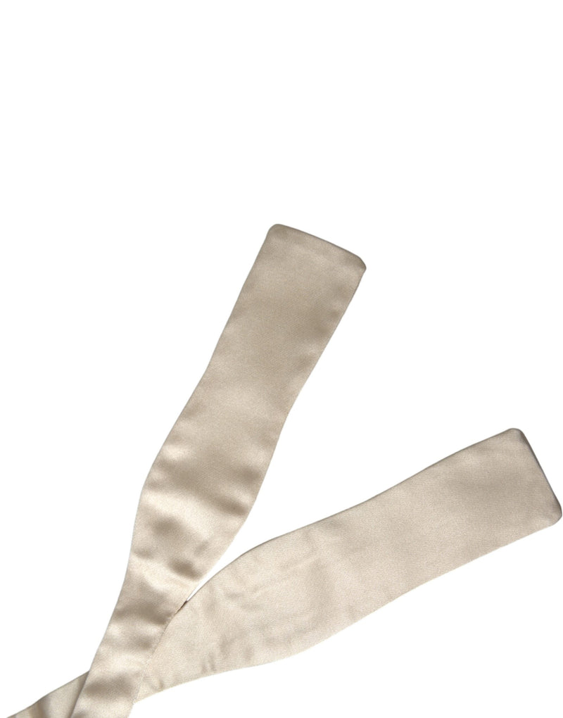 Beige Silk Slim Skinny Necktie Men Bow Tie Dolce & Gabbana