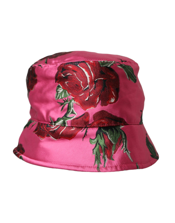 Pink Floral Cap Cotton Bucket Hat Men Dolce & Gabbana