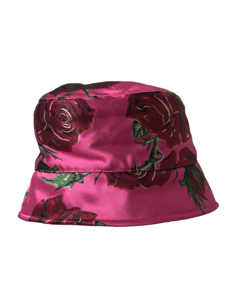 Pink Floral Cap Cotton Bucket Hat Men Dolce & Gabbana