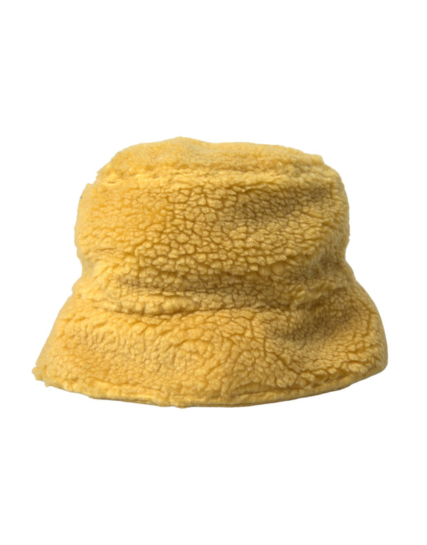 Yellow Fluffy Fleece Fur Bucket Hat Men Dolce & Gabbana