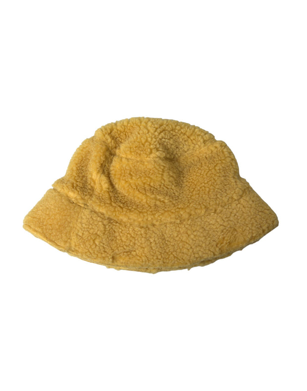 Yellow Fluffy Fleece Fur Bucket Hat Men Dolce & Gabbana