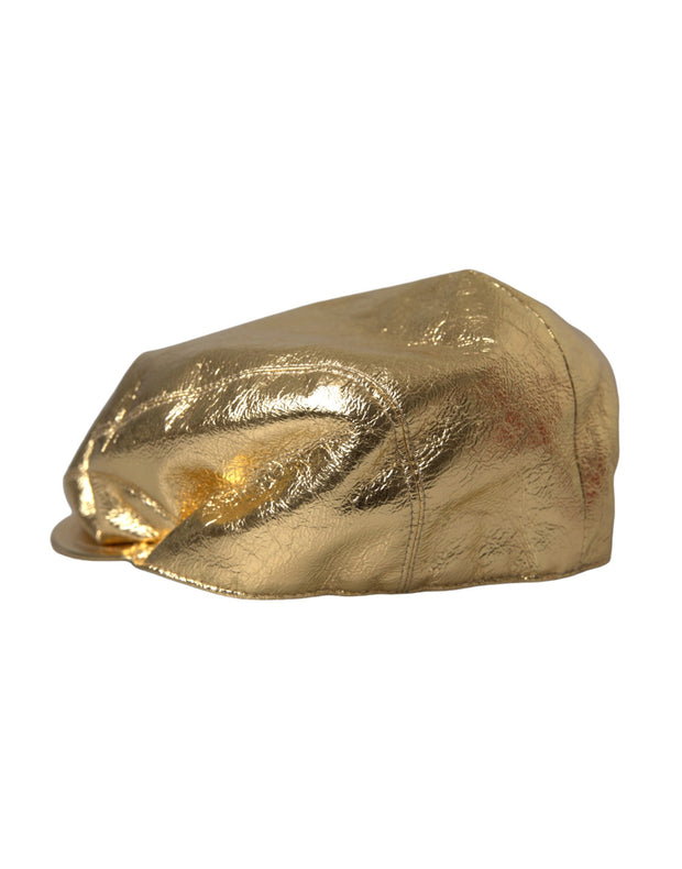 Metallic Gold Polyester Newsboy Hat Men Dolce & Gabbana