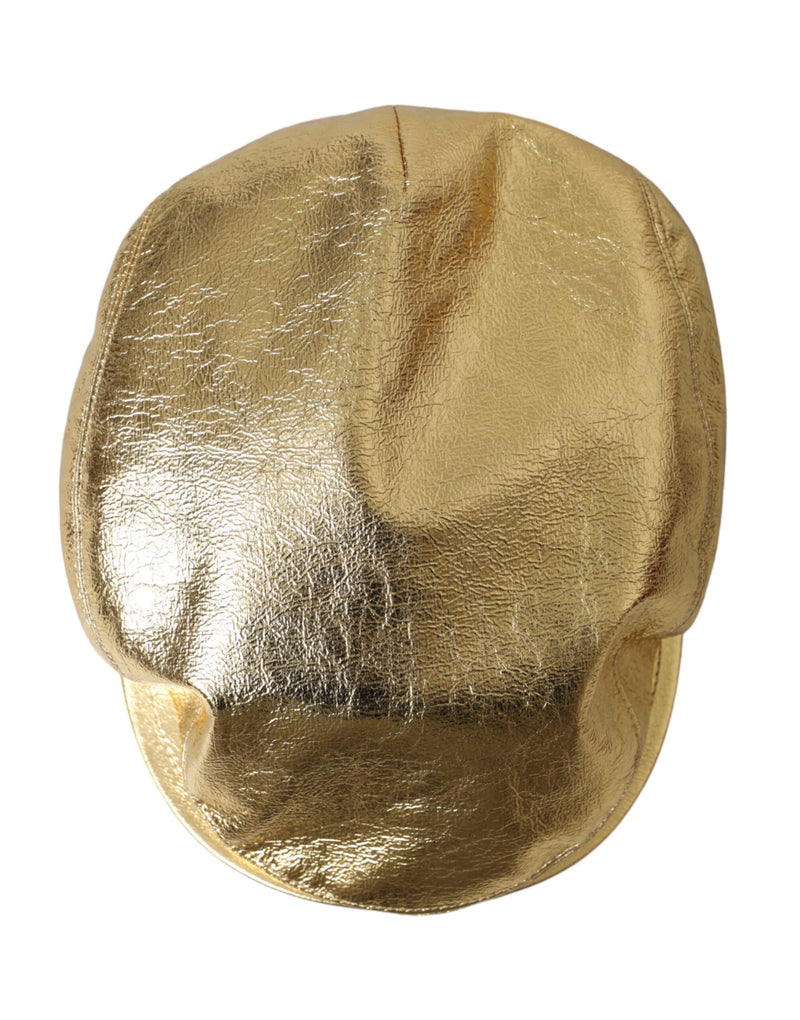 Metallic Gold Polyester Newsboy Hat Men Dolce & Gabbana