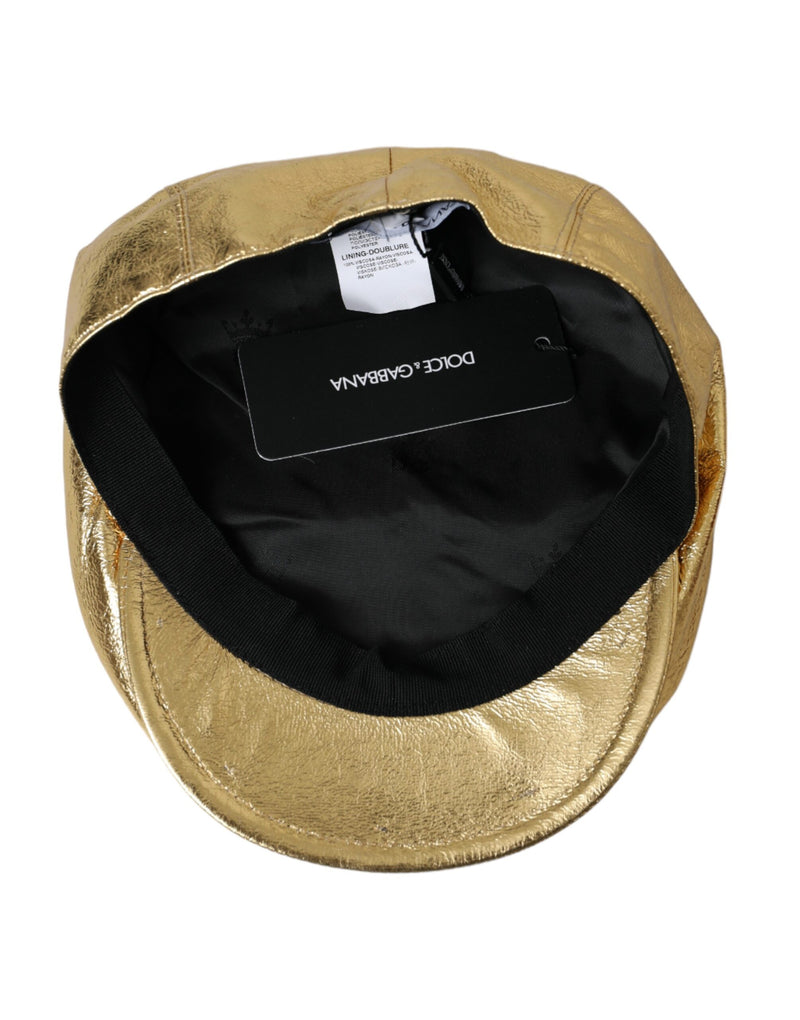 Metallic Gold Polyester Newsboy Hat Men Dolce & Gabbana