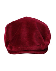 Maroon Velvet Cotton Newsboy Hat Men Dolce & Gabbana