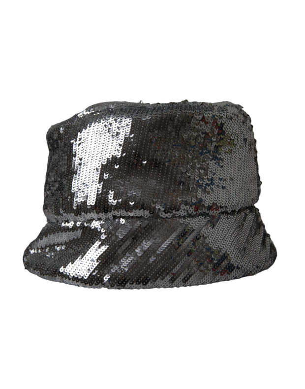 Silver Sequined Nylon Bucket Hat Men Dolce & Gabbana