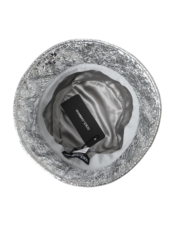 Metallic Silver Polyester Bucket Hat Men Dolce & Gabbana