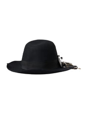 Black Embellished Fedora Wide Brim Hat Men Dolce & Gabbana