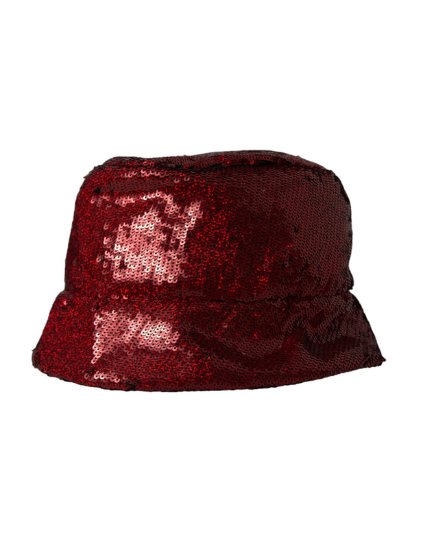 Red Sequined Nylon Bucket Hat Men Dolce & Gabbana