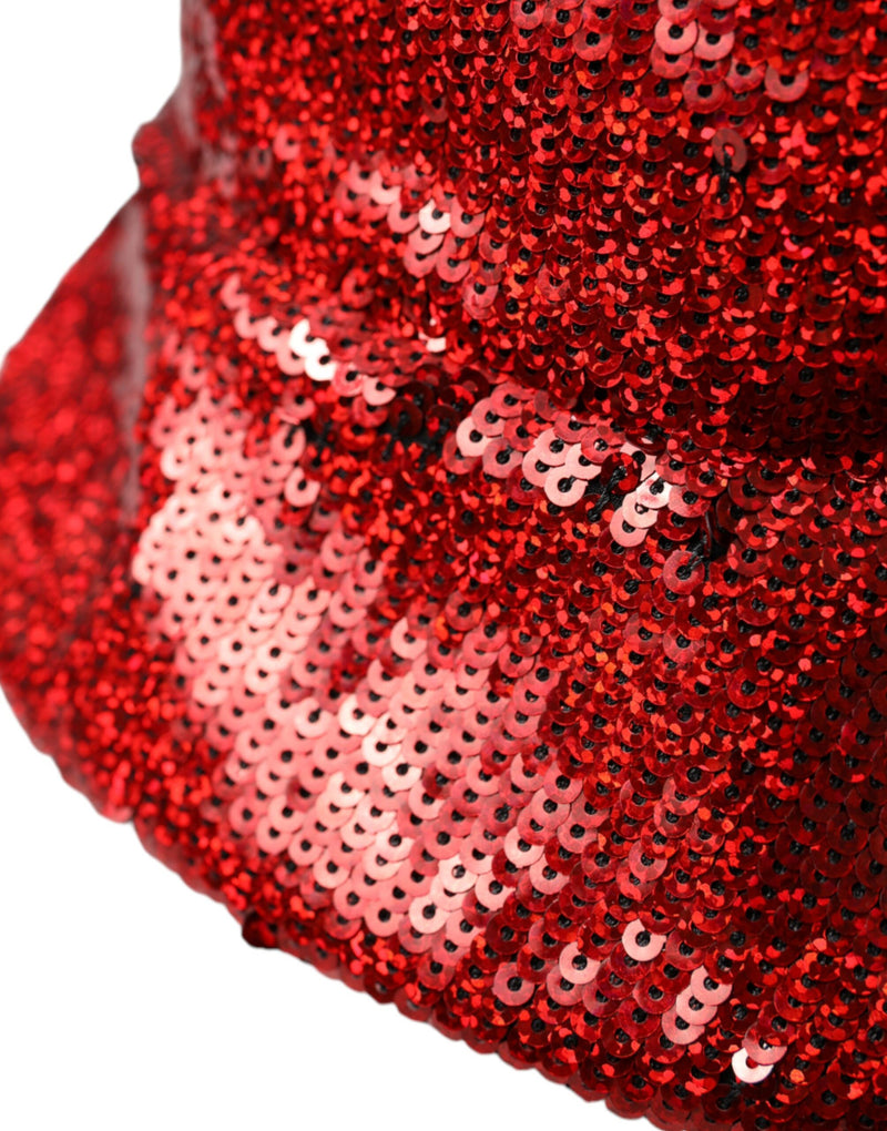 Red Sequined Nylon Bucket Hat Men Dolce & Gabbana