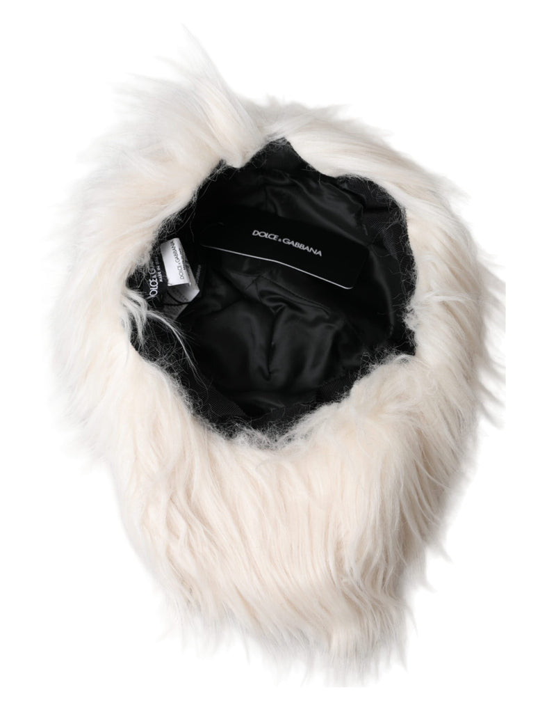 Off White Faux Fur Baseball Hat Men Dolce & Gabbana