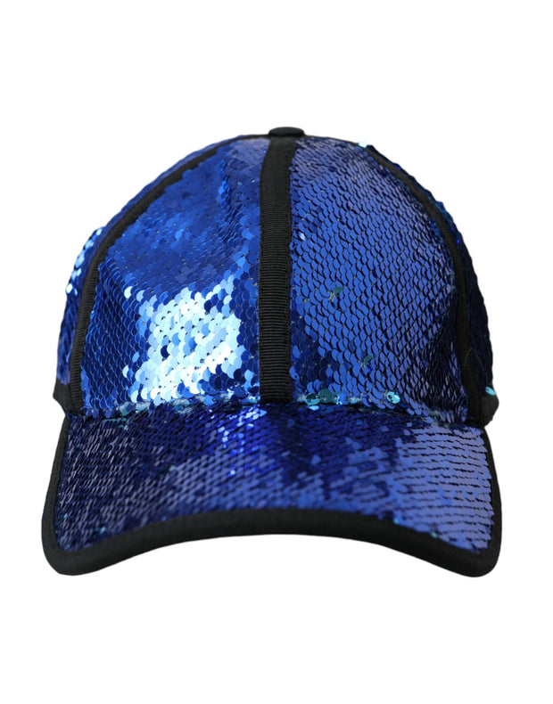 Royal Blue Sequin Baseball Hat Men Dolce & Gabbana