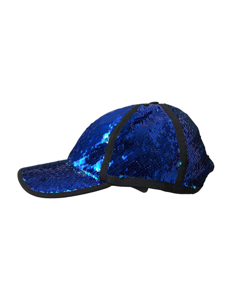 Royal Blue Sequin Baseball Hat Men Dolce & Gabbana