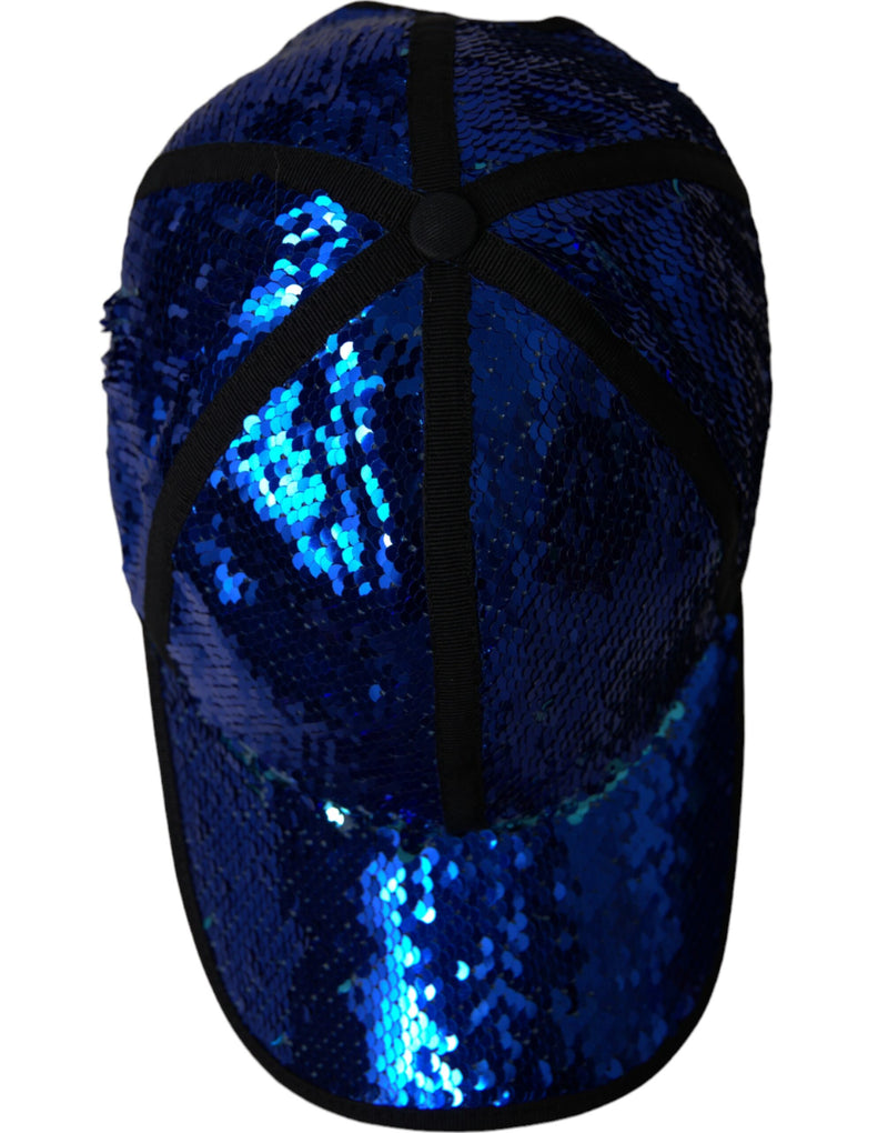 Royal Blue Sequin Baseball Hat Men Dolce & Gabbana