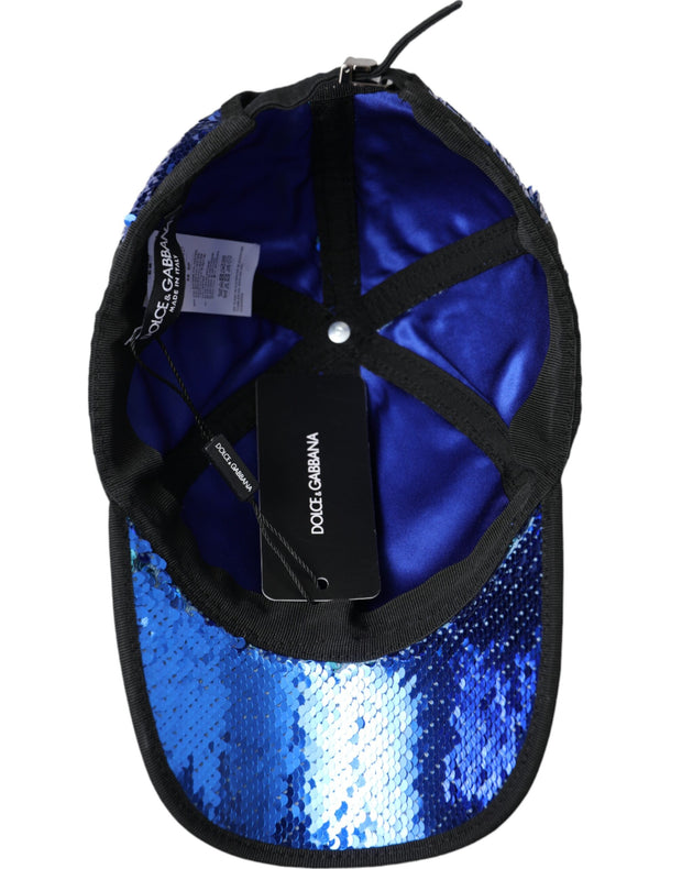 Royal Blue Sequin Baseball Hat Men Dolce & Gabbana