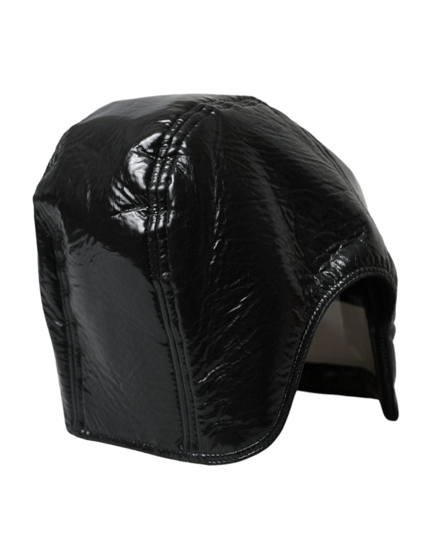 Black Leather Helmet Visor Bucket Hat Men Dolce & Gabbana