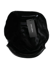 Black Leather Helmet Visor Bucket Hat Men Dolce & Gabbana